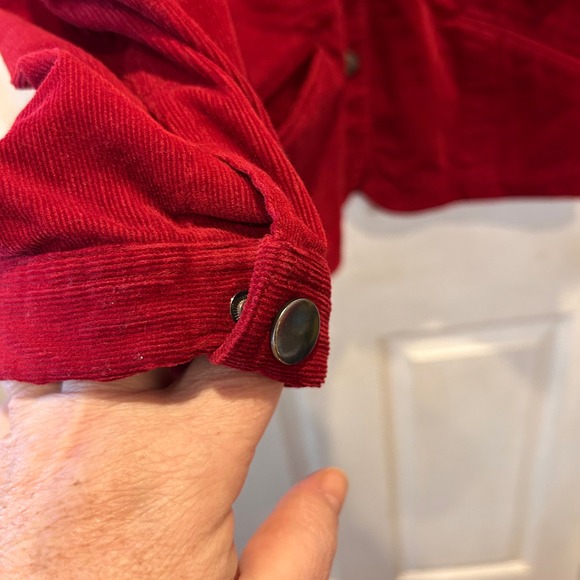 CJ Banks Womens Maroon Fine Corduroy Button Front Jacket Plus Size 2X Stretch - Picture 6 of 8